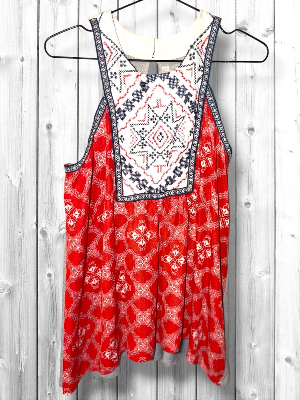 🌼JOLT RED/NAVY EMBROIDERY GRAY BACK TANK